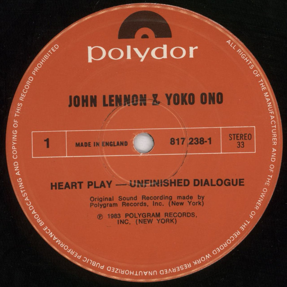 John Lennon Heart Play + insert - Open Shrink UK vinyl LP album (LP record) LENLPHE817941