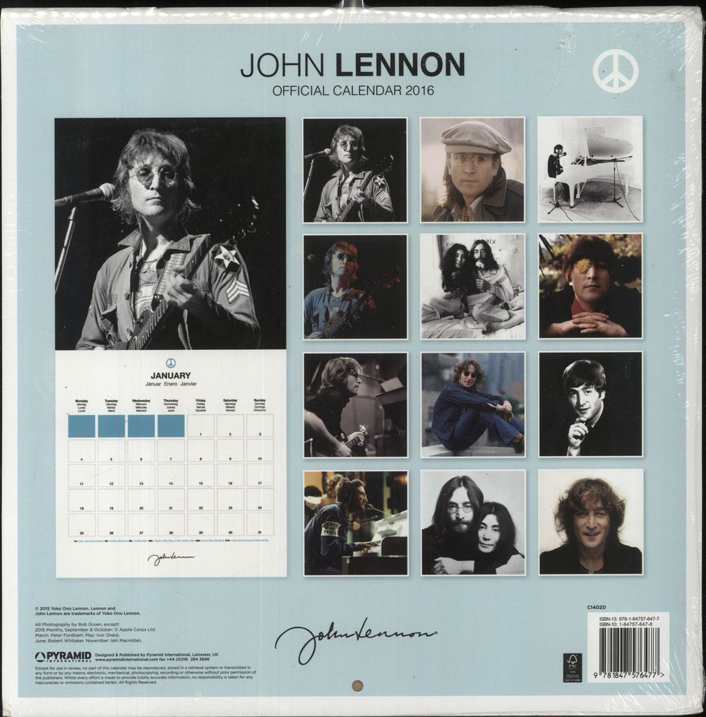 John Lennon Official Calendar 2016 UK calendar LENCAOF846920