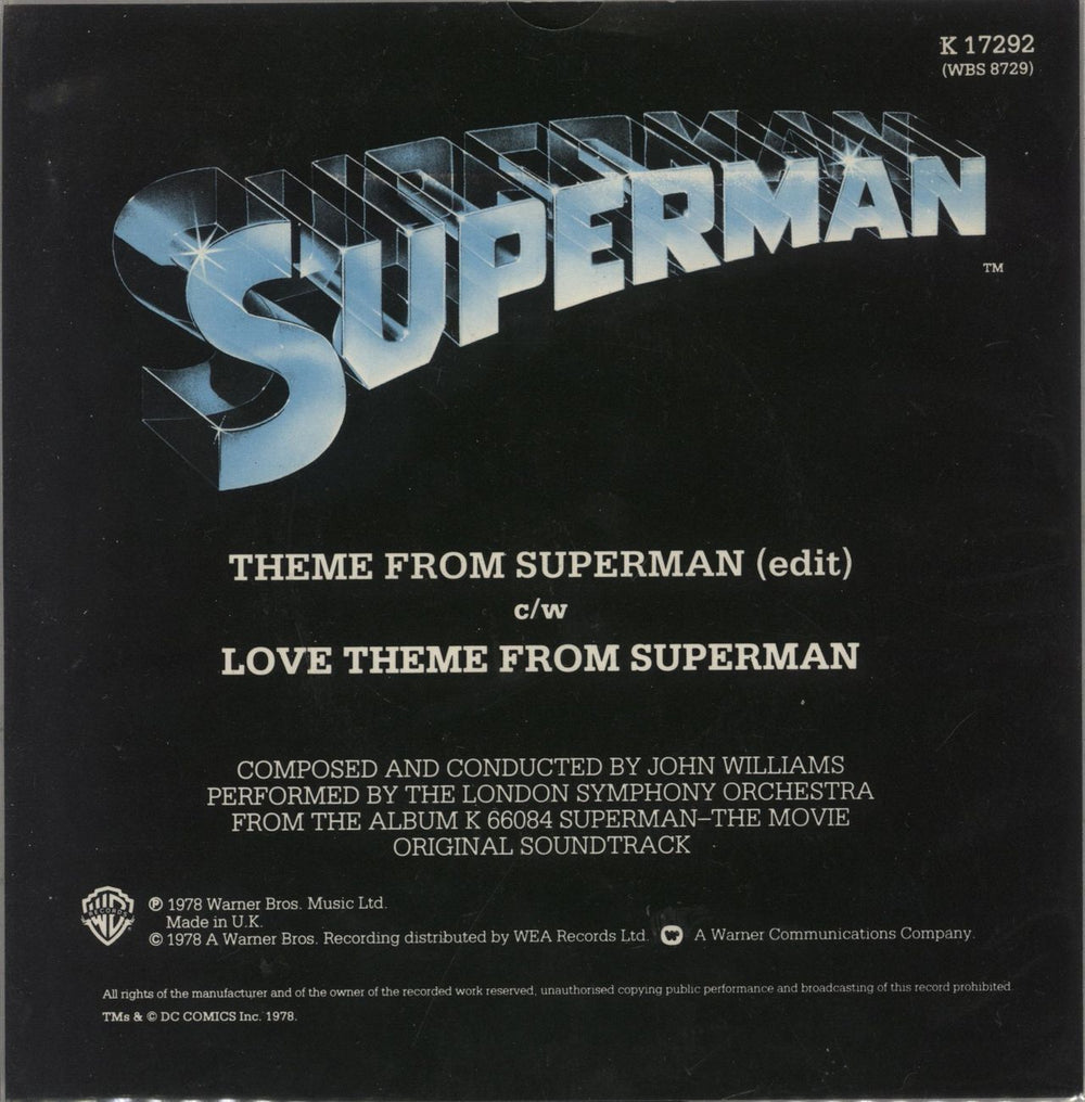 John Williams (Composer) Theme From Superman + Backing card UK 7" vinyl picture disc (7 inch picture disc single)