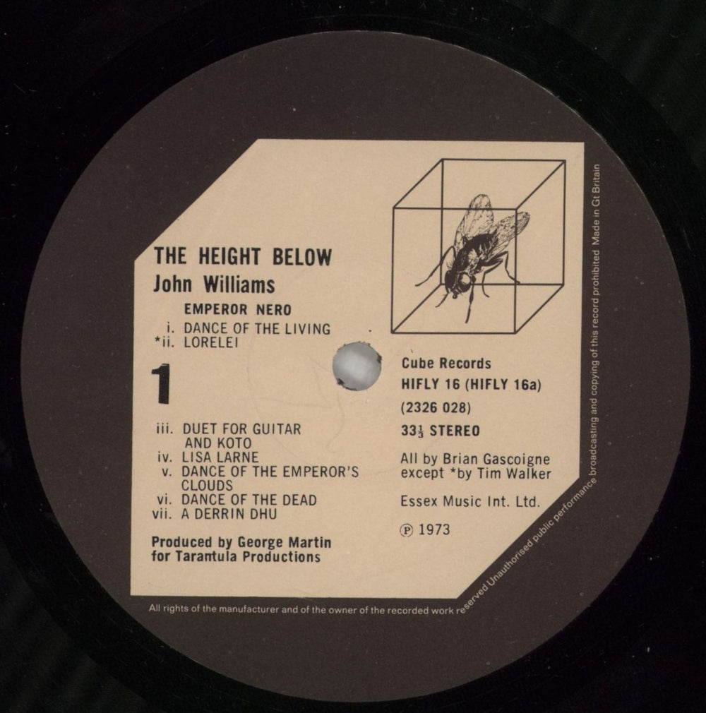 John Williams (Guitarist) The Height Below UK vinyl LP album (LP record) WLALPTH393744