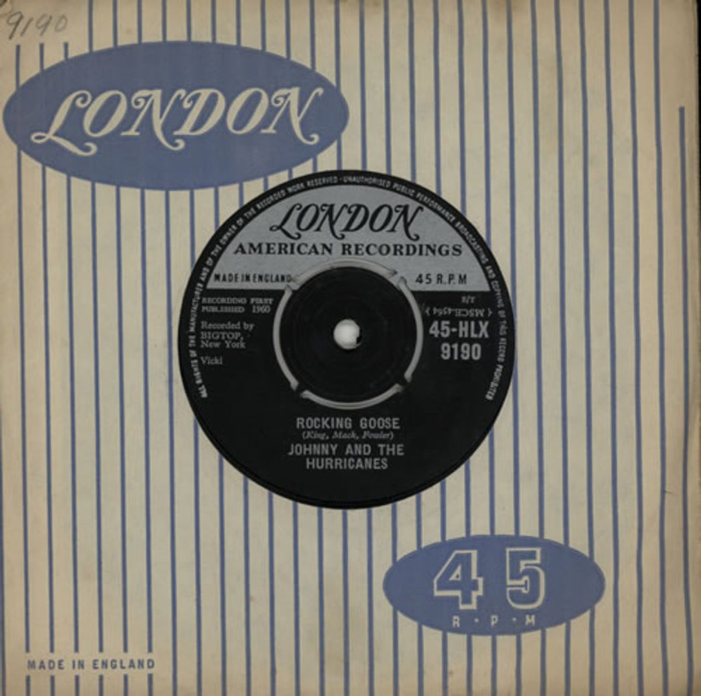 Johnny & The Hurricanes Rocking Goose UK 7" vinyl single (7 inch record / 45) 45-HLX9190