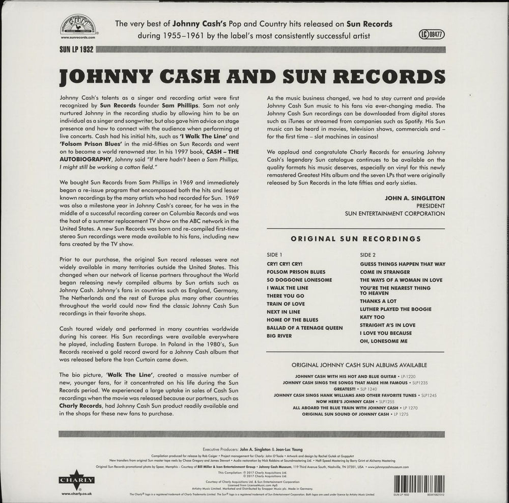 Johnny Cash Greatest Hits: The Sun Records Years - Half-Speed Mastered + Resealable Bag UK vinyl LP album (LP record) 803415827312