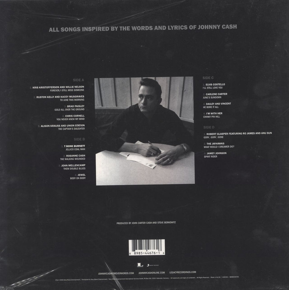 Johnny Cash Johnny Cash: Forever Words UK 2-LP vinyl record set (Double LP Album) 889854467616