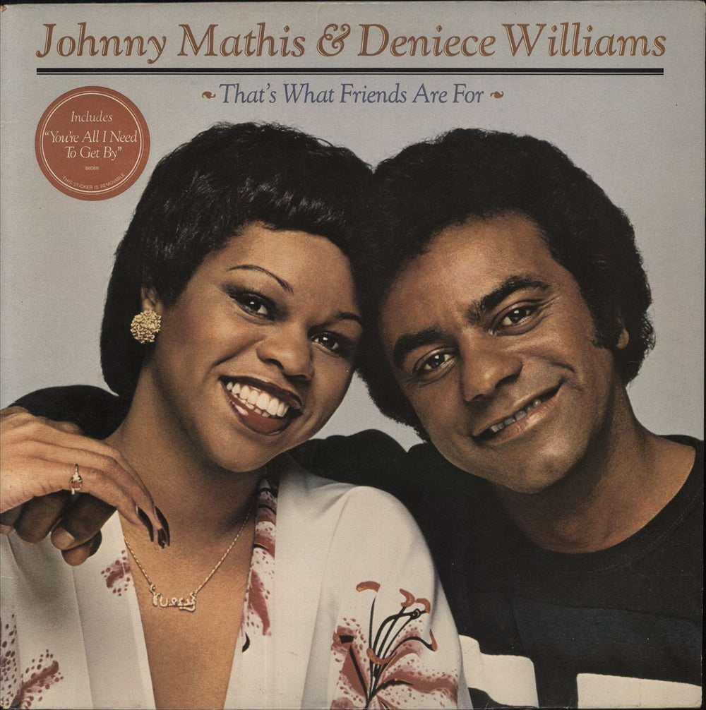 Johnny Mathis That's What Friends Are For - Hype Stickered Sleeve UK vinyl LP album (LP record) 86068