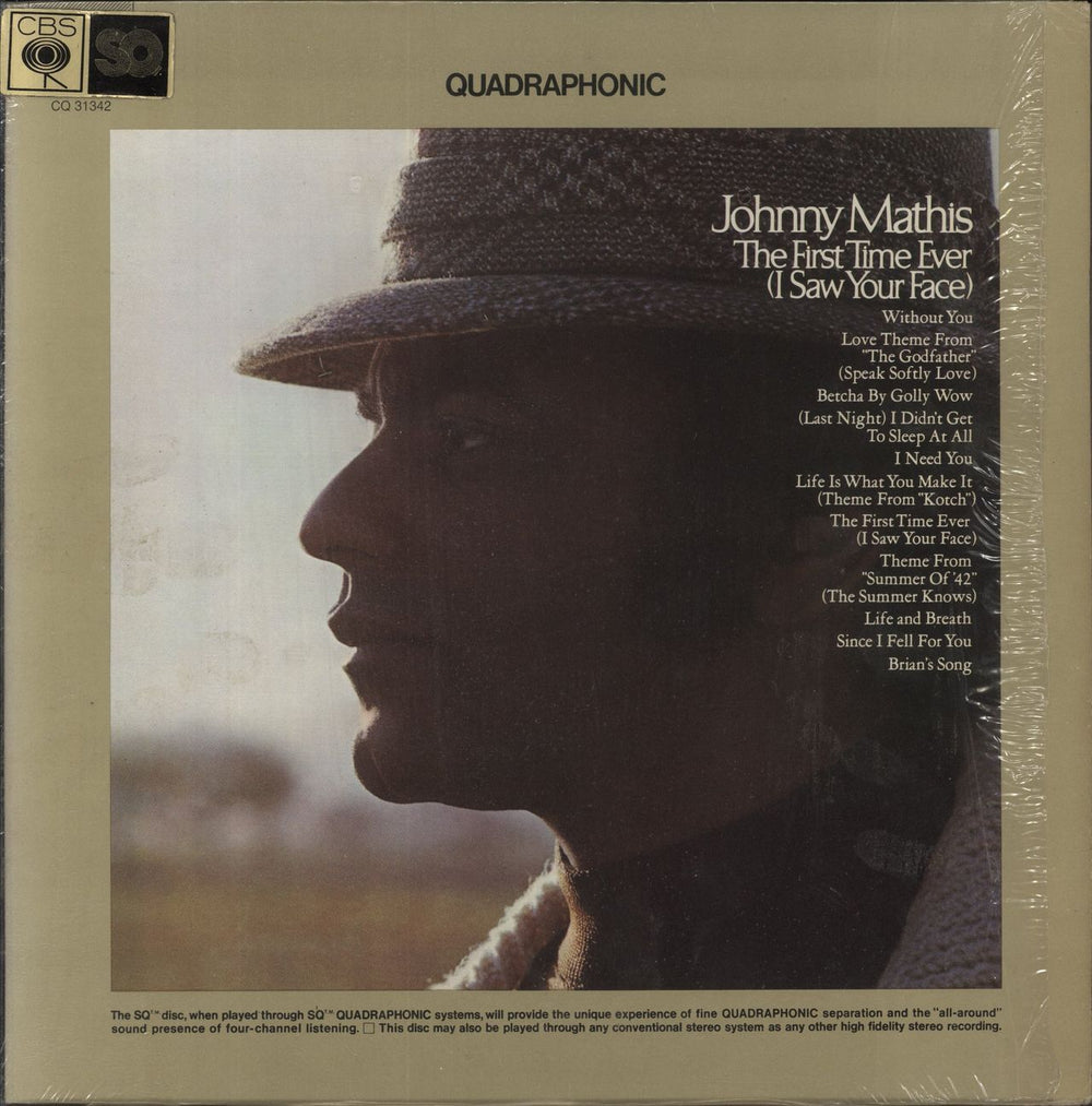 Johnny Mathis The First Time Ever (I Saw Your Face) - Quadraphonic US vinyl LP album (LP record) CQ31342
