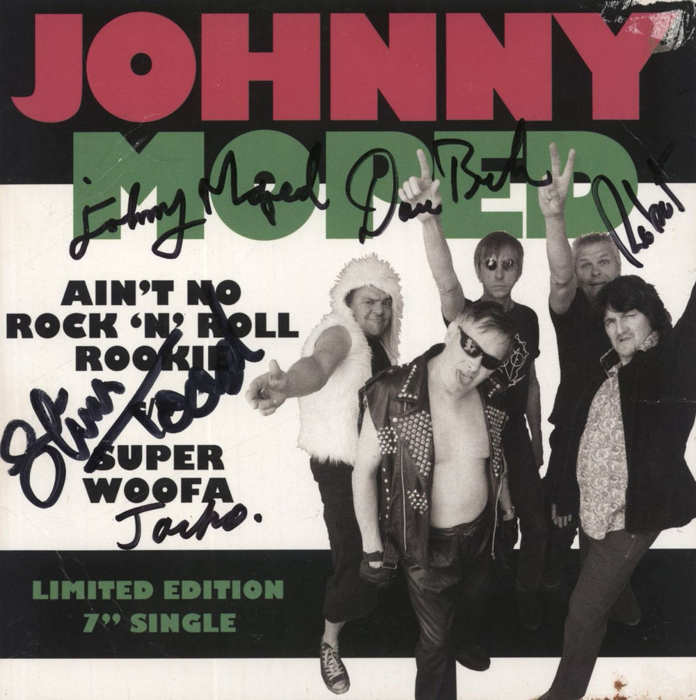 Johnny Moped Ain't No Rock 'N' Roll Rookie - Fully Signed UK 7" vinyl single (7 inch record / 45) DAMGOOD446