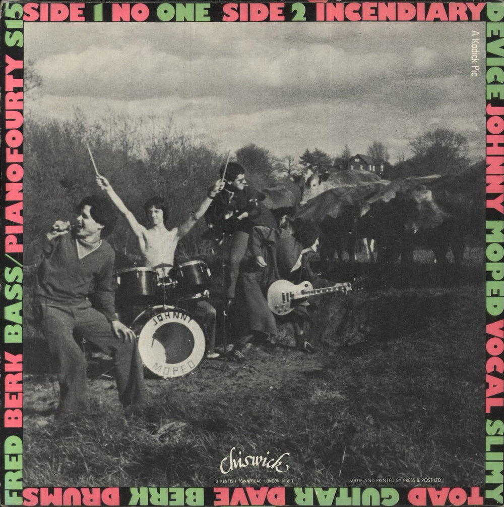 Johnny Moped No One - VG+ UK 7" vinyl single (7 inch record / 45)