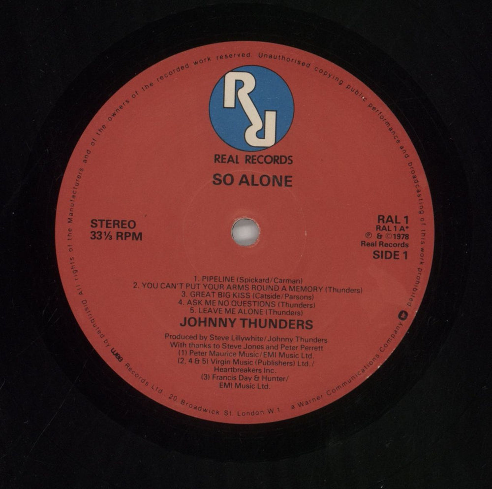 Johnny Thunders & The Heartbreakers So Alone UK vinyl LP album (LP record) JTHLPSO121669