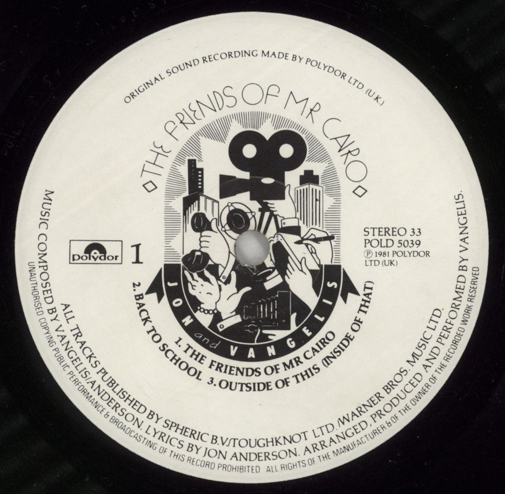 Jon & Vangelis The Friends Of Mr Cairo + Inner UK vinyl LP album (LP record) JVALPTH263203