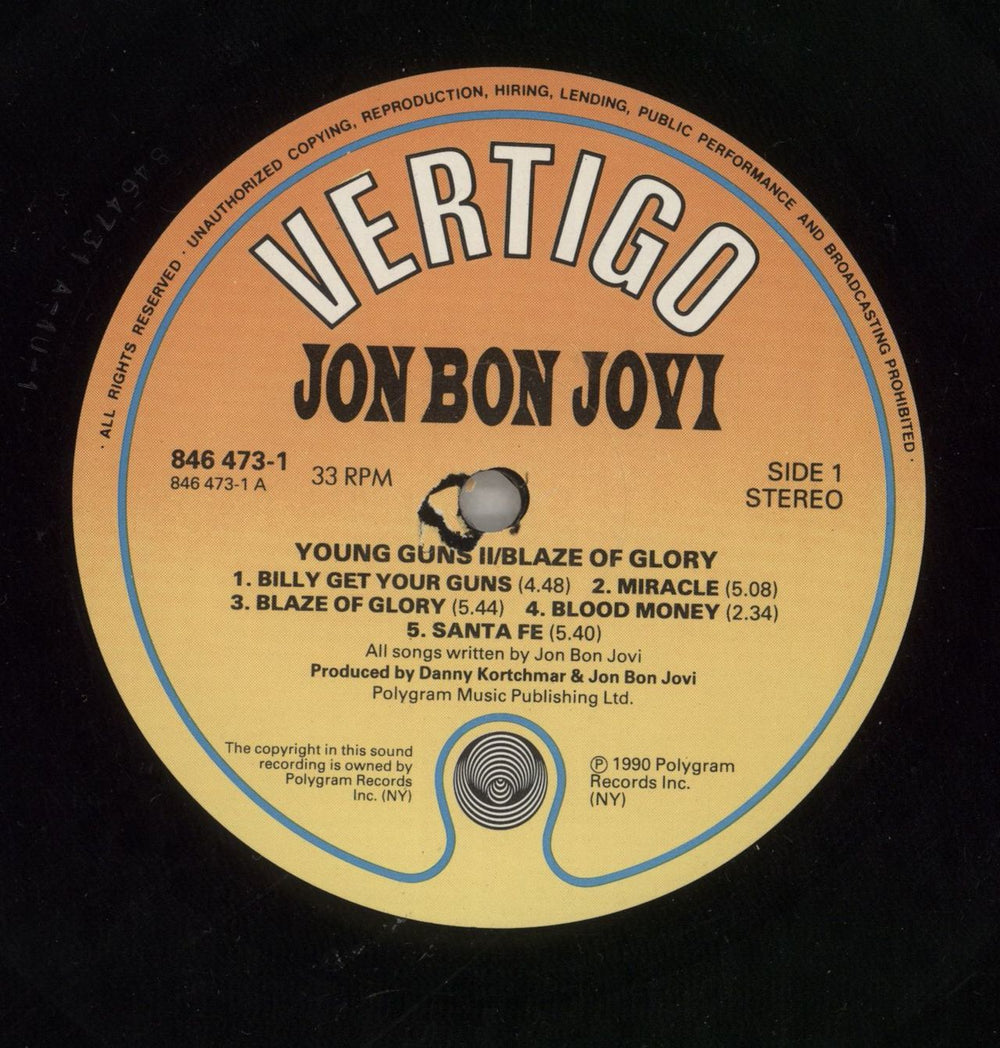 Jon Bon Jovi Blaze Of Glory UK vinyl LP album (LP record) JBJLPBL367364