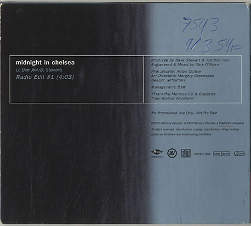 Jon Bon Jovi Midnight In Chelsea - Digipak UK Promo CD single (CD5 / 5") JBJC5MI85215