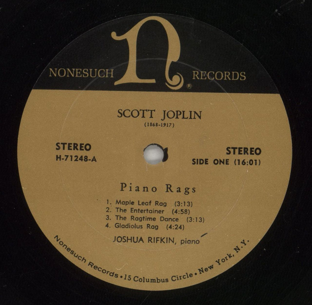 Joshua Rifkin Piano Rags By Scott Joplin US vinyl LP album (LP record) KX0LPPI584458