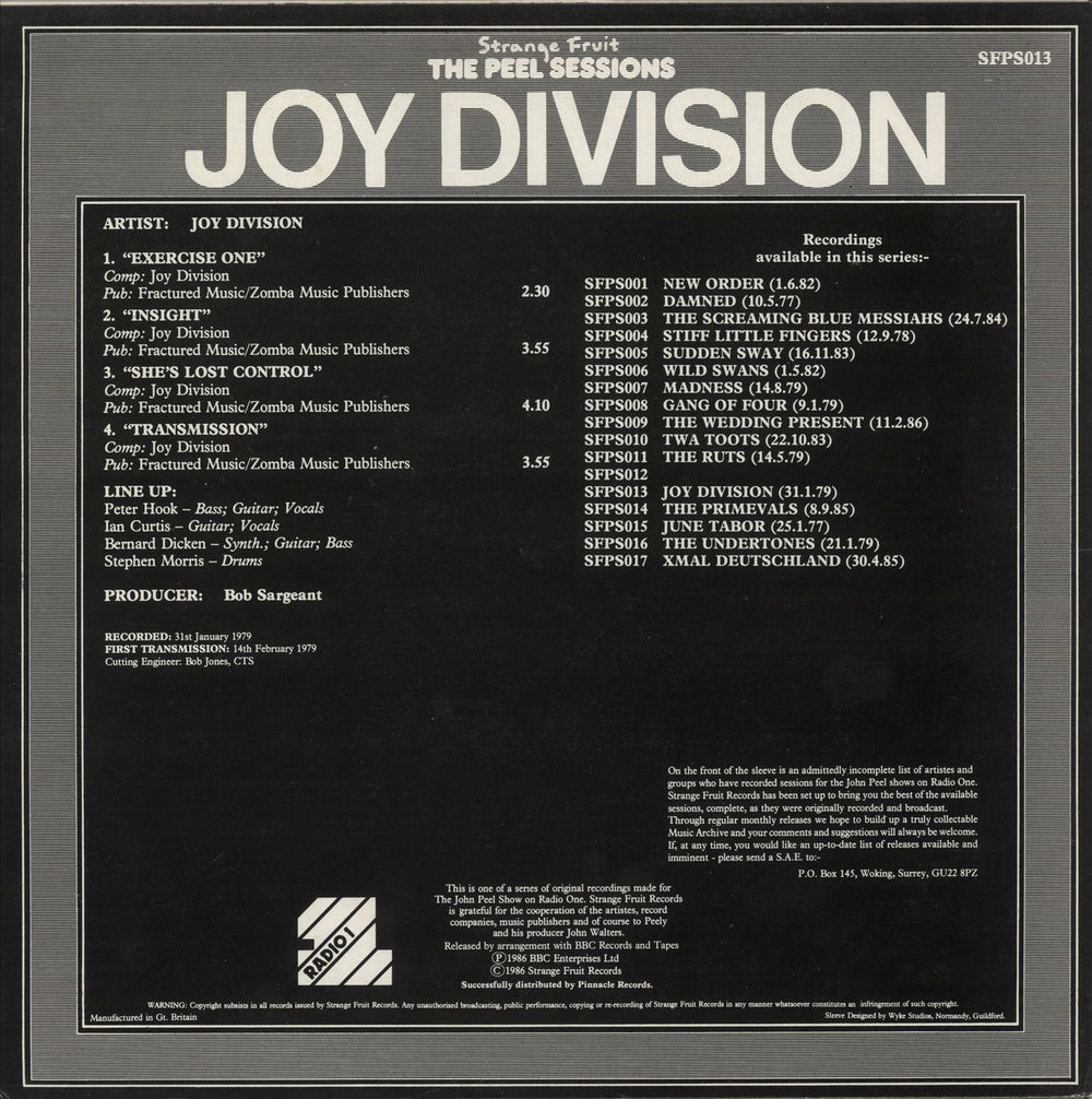 Joy Division The Peel Sessions - EX UK 12" vinyl single (12 inch record / Maxi-single)