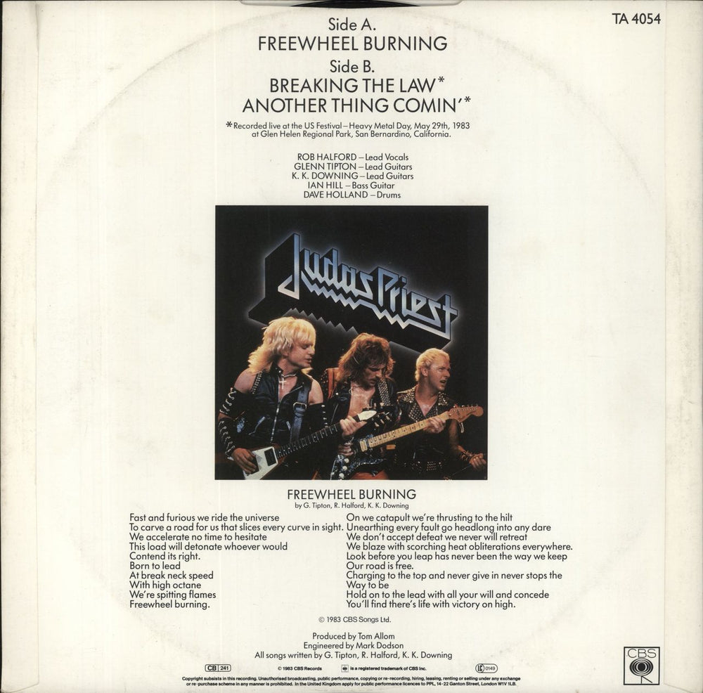 Judas Priest Freewheel Burning UK 12" vinyl single (12 inch record / Maxi-single)