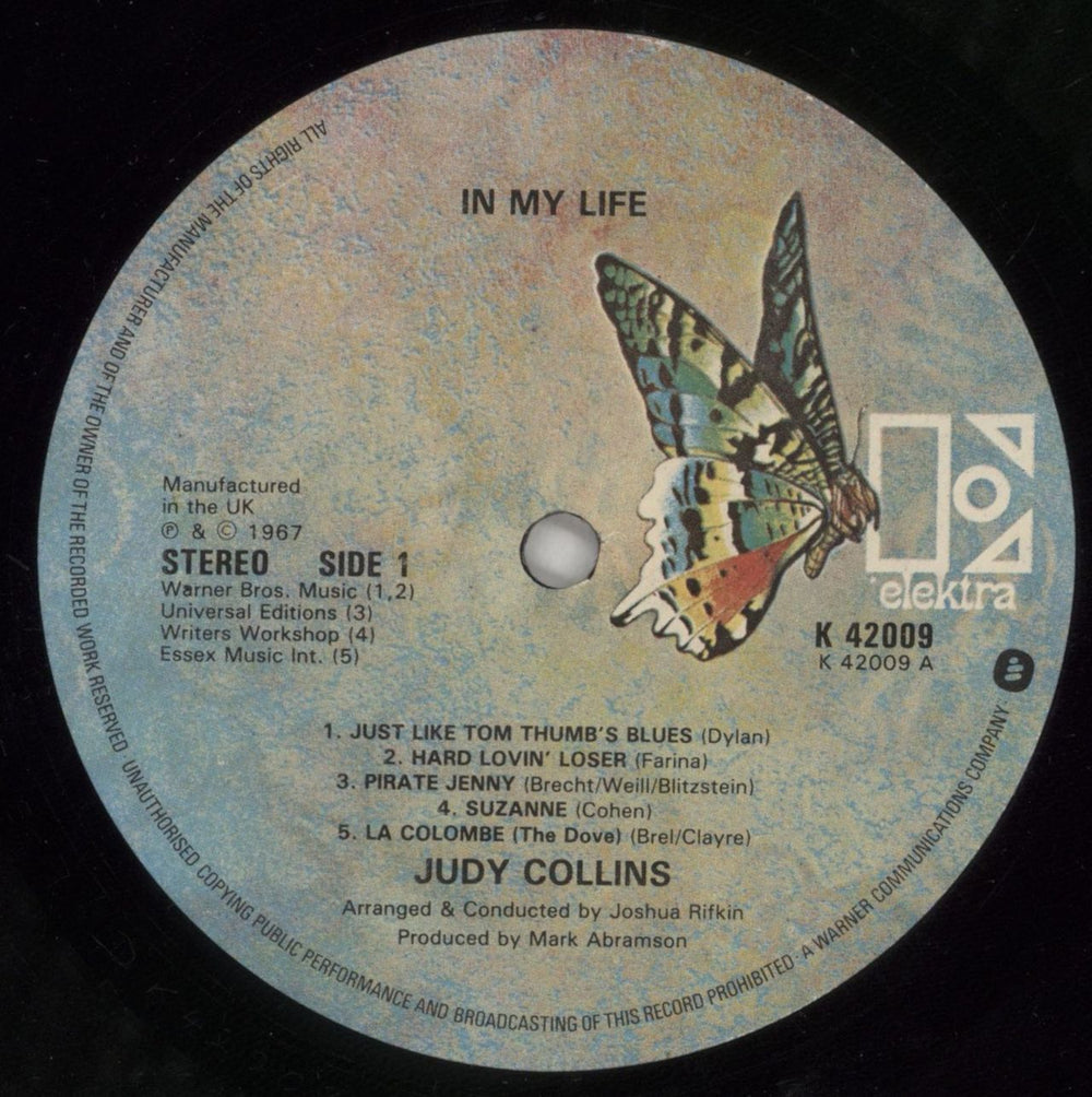 Judy Collins In My Life US vinyl LP album (LP record) JUCLPIN381406