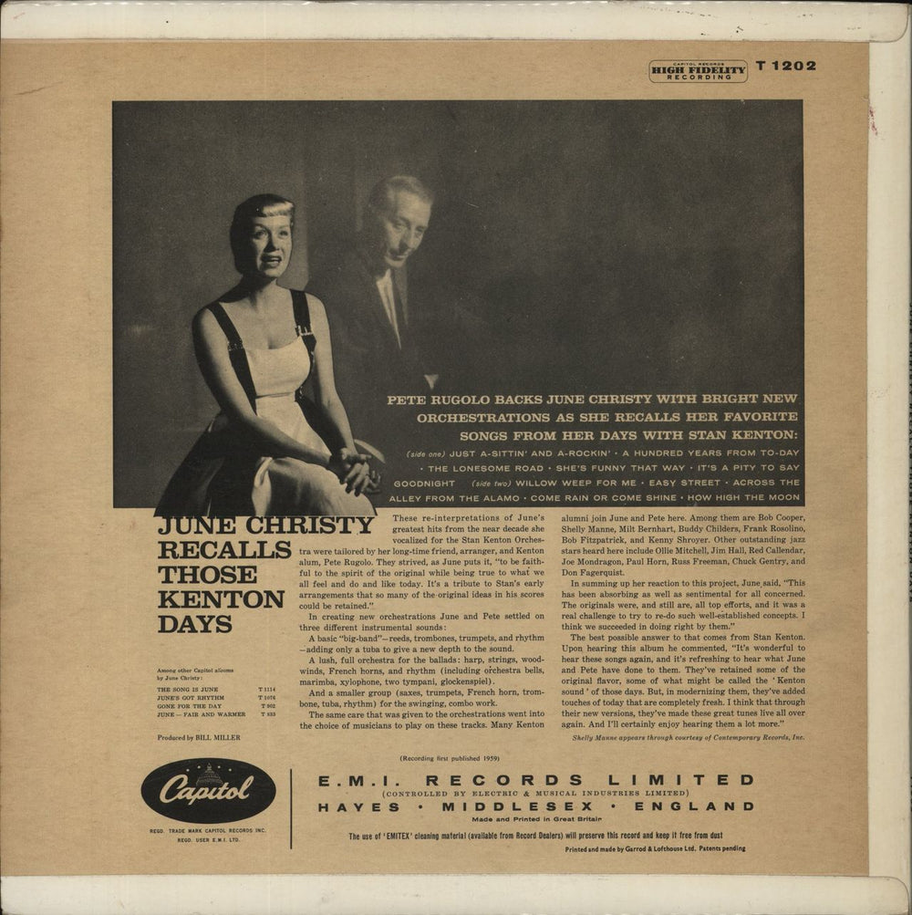 June Christy Recalls Those Kenton Days UK vinyl LP album (LP record)