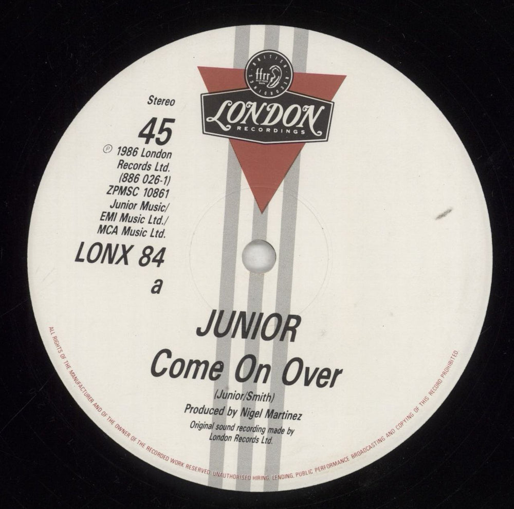 Junior Come On Over UK 12" vinyl single (12 inch record / Maxi-single) JNR12CO856358