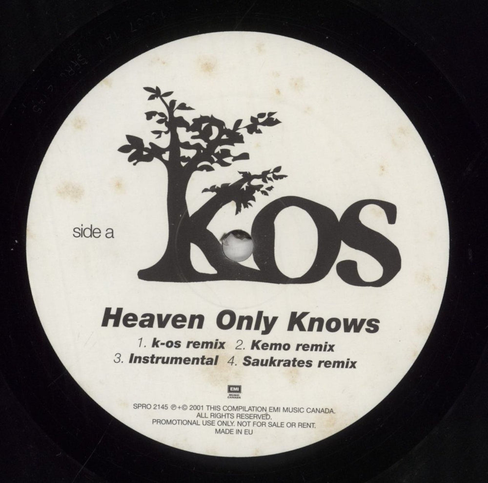 K-OS Heaven Only Knows - Promo Canadian Promo 12" vinyl single (12 inch record / Maxi-single) SPRO2145