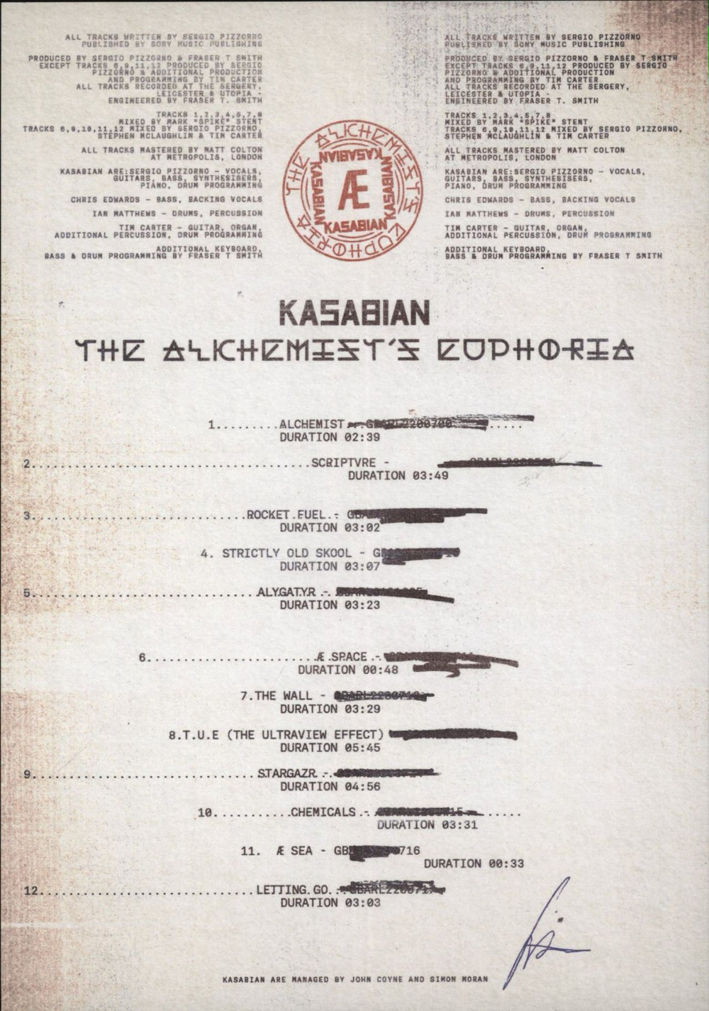 Kasabian The Alchemist's Euphoria - Hand Numbered + A4 Print UK 12" vinyl picture disc (12 inch picture record)