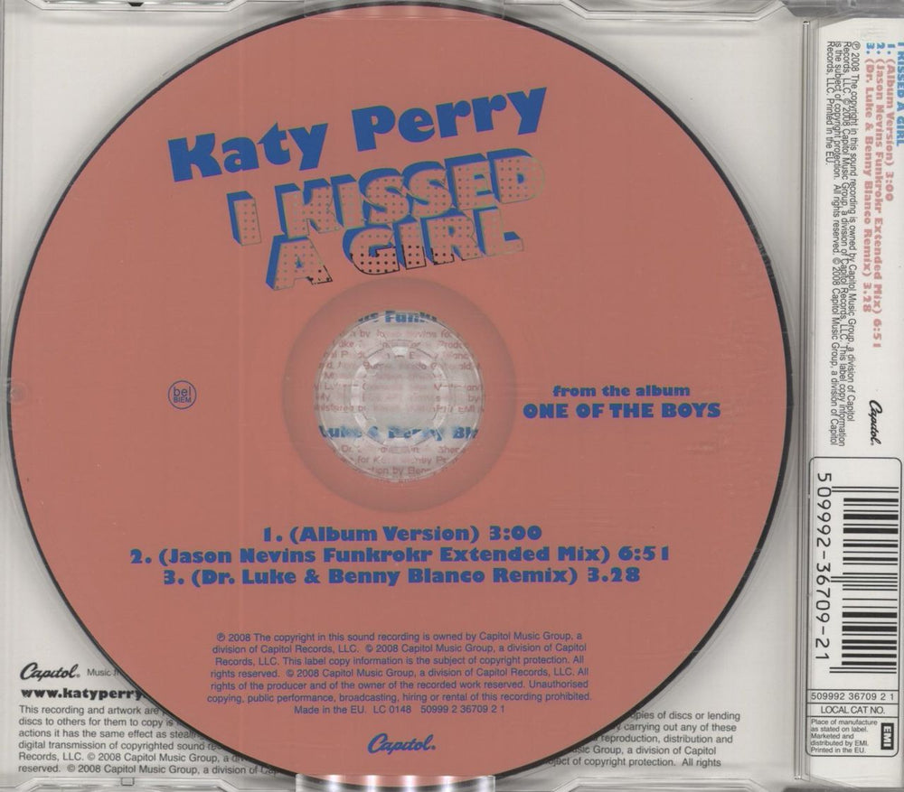 Katy Perry I Kissed A Girl European CD single (CD5 / 5") 5099923670921