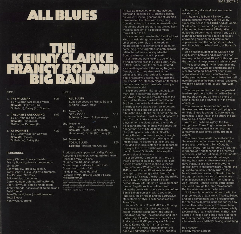 Kenny Clarke - Francy Boland Big Band All Blues UK vinyl LP album (LP record)