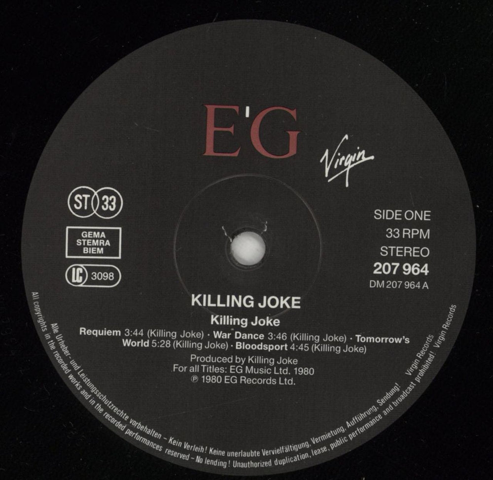 Killing Joke Killing Joke German vinyl LP album (LP record) KILLPKI879034