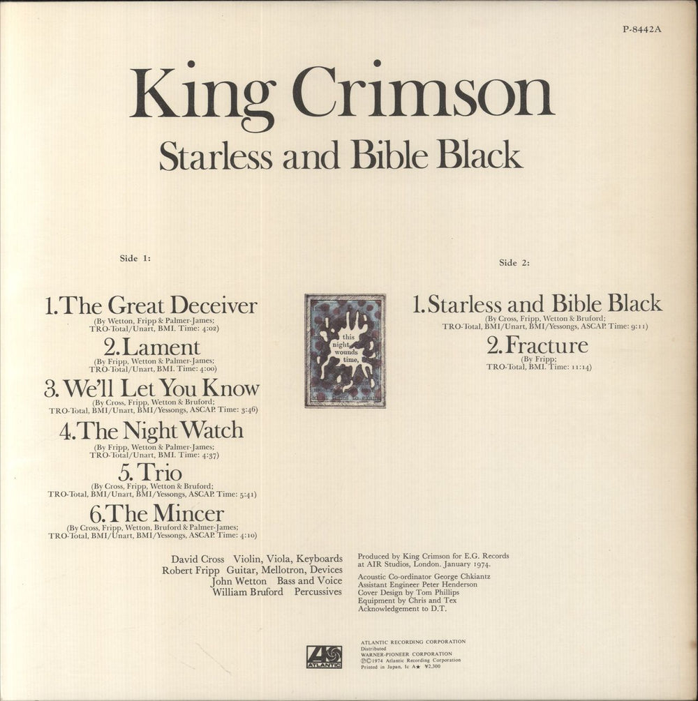 King Crimson Starless And Bible Black Japanese vinyl LP album (LP record)
