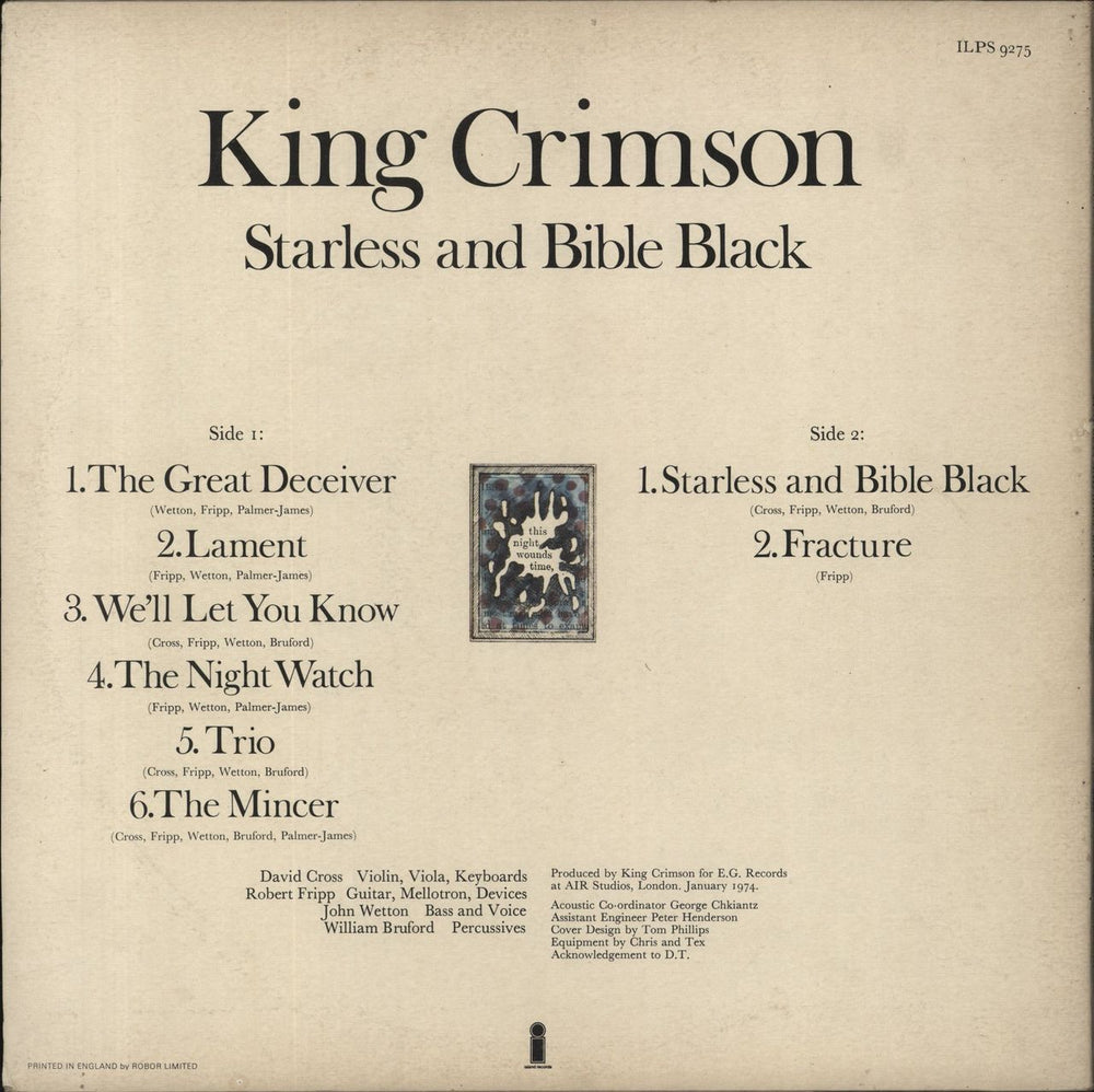 King Crimson Starless And Bible Black UK vinyl LP album (LP record)