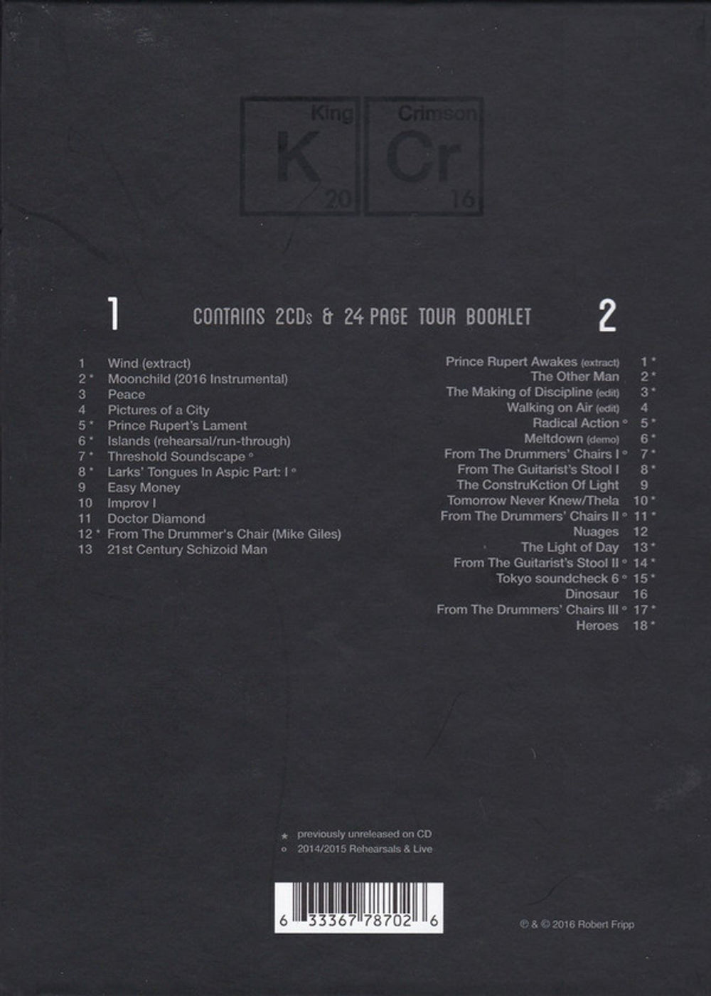 King Crimson The Elements - 2016 Tour Box UK 2 CD album set (Double CD) KNC2CTH748596