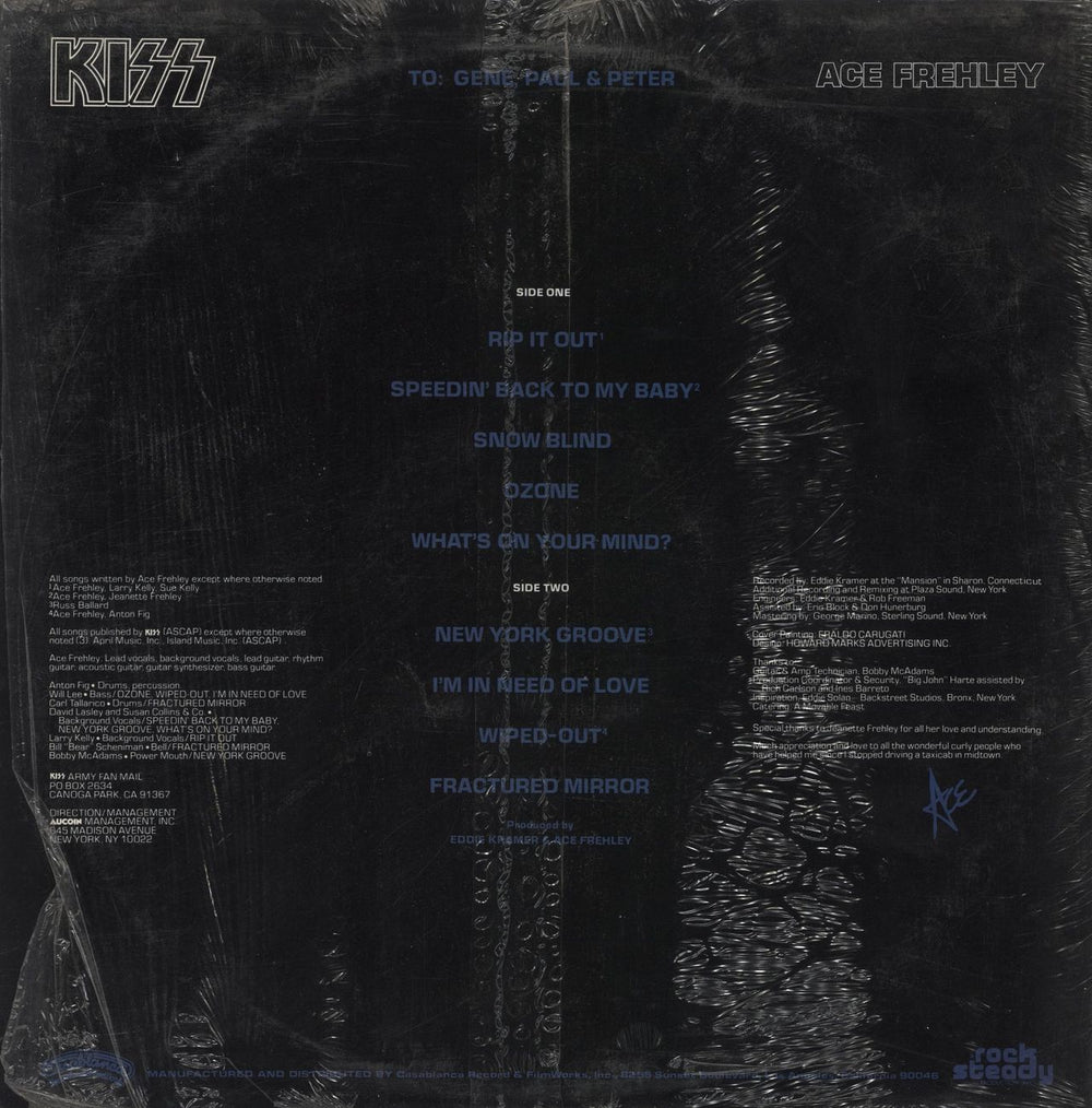 Kiss Ace Frehley + Mural Poster - Shrink US vinyl LP album (LP record)