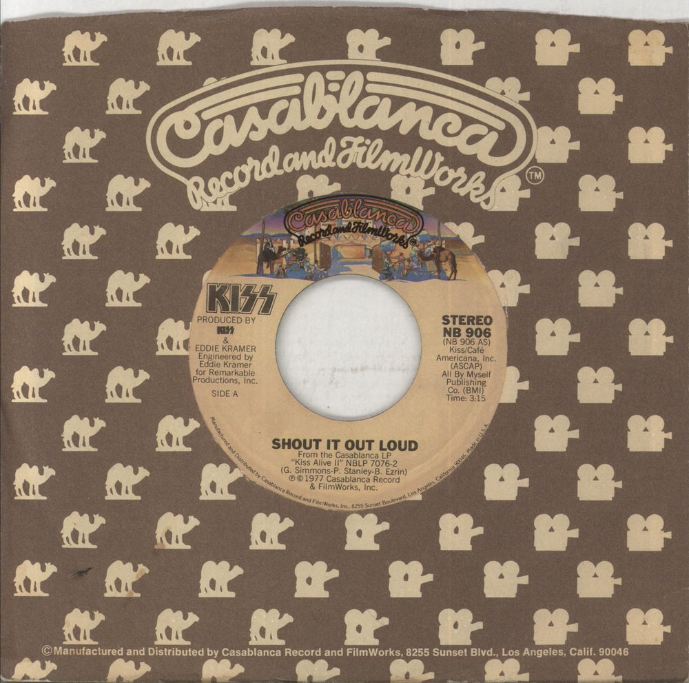 Kiss Shout It Out Loud US 7" vinyl single (7 inch record / 45) NB906