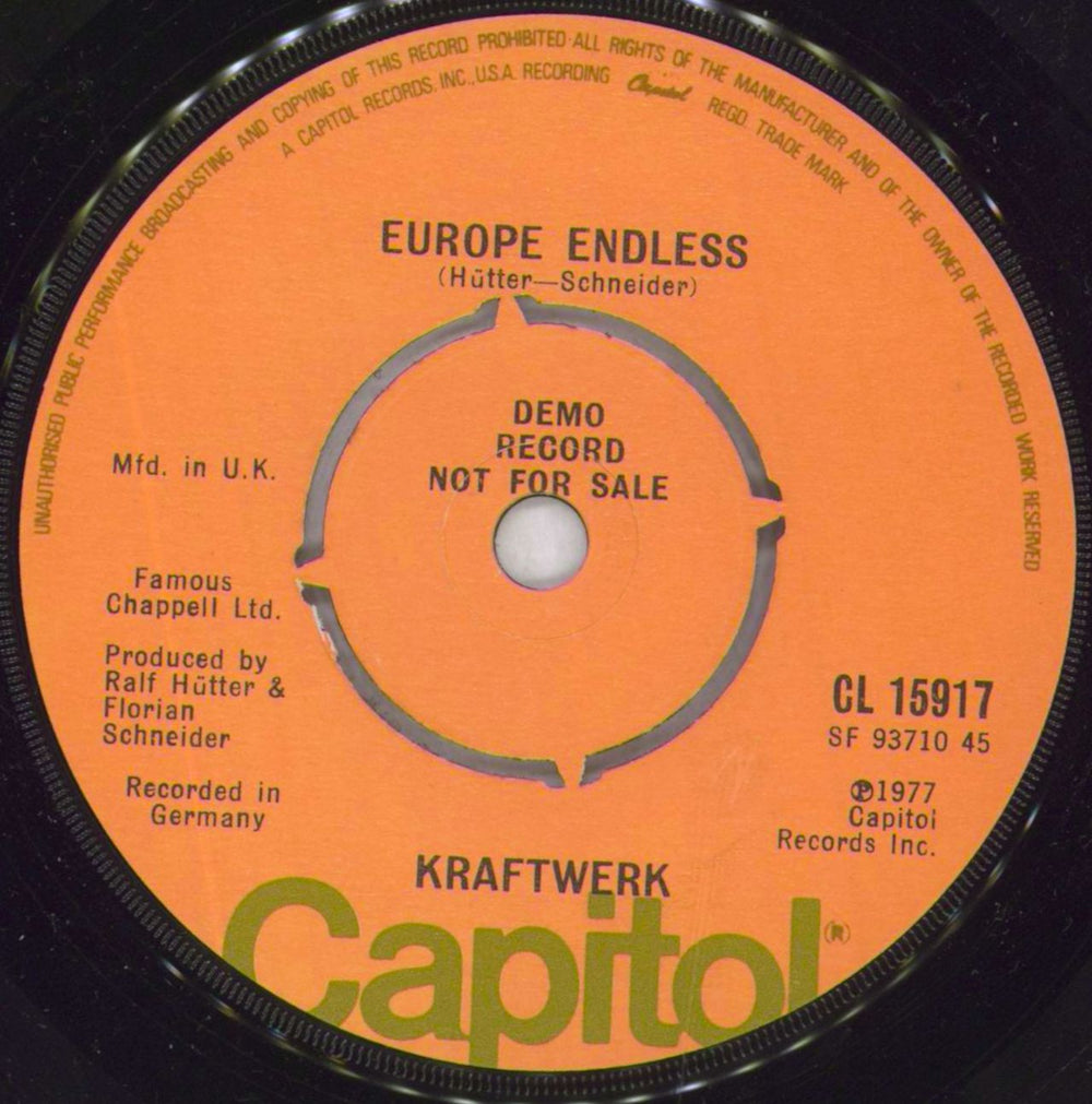 Kraftwerk Trans-Europe Express UK Promo 7" vinyl single (7 inch record / 45)