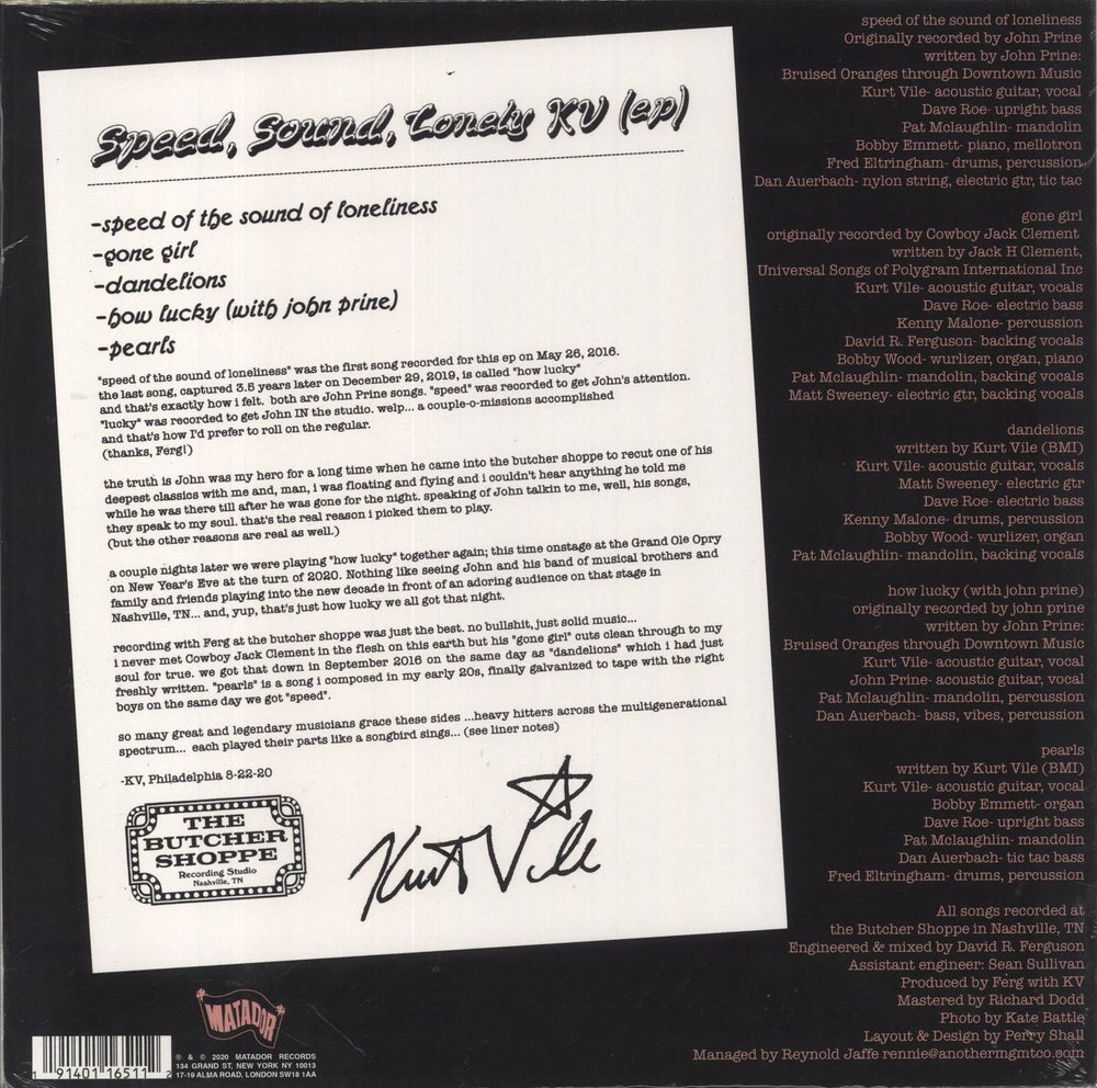 Kurt Vile Speed, Sound, Lonely KV (EP) - Sealed US 12" vinyl single (12 inch record / Maxi-single) 191401165112