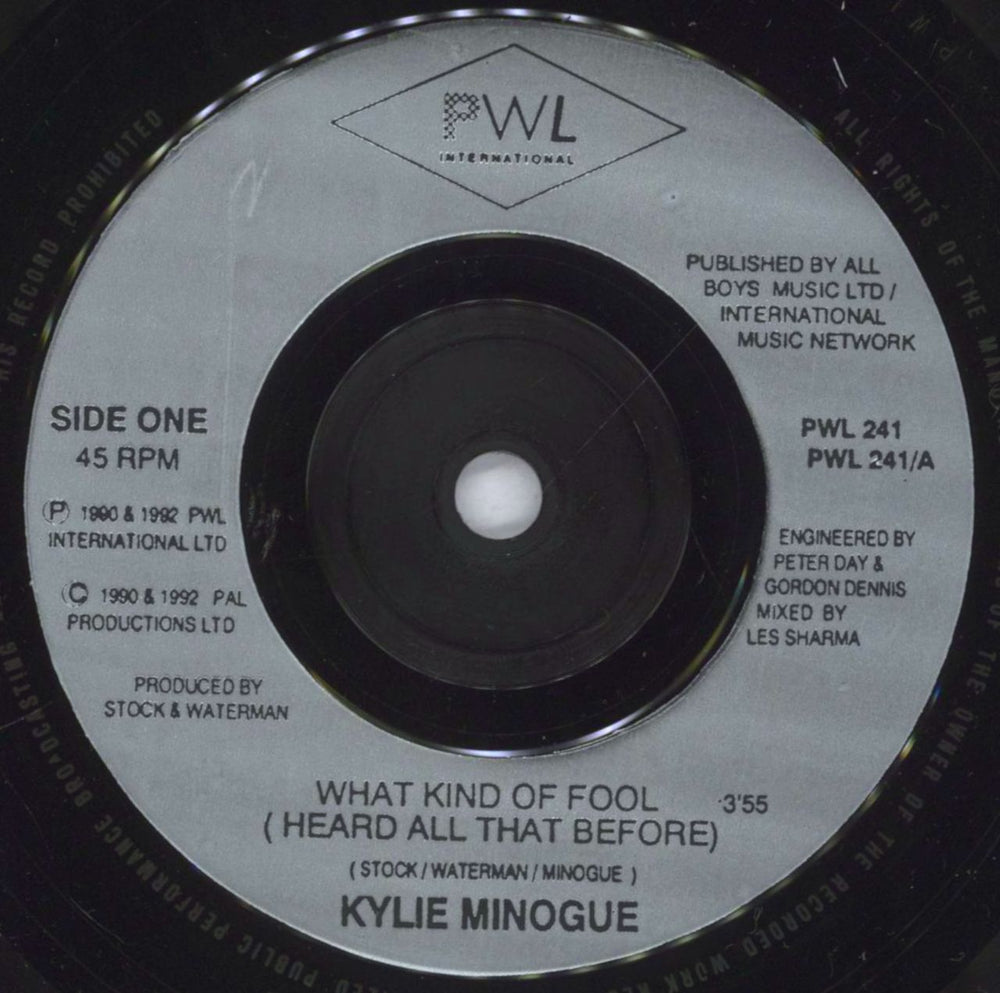 Kylie Minogue What Kind Of Fool UK 7" vinyl single (7 inch record / 45) KYL07WH45818