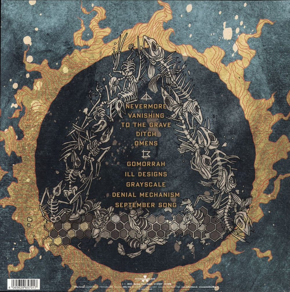 Lamb Of God Omens - White & Blue Marbled Vinyl UK vinyl LP album (LP record) 4065629657048