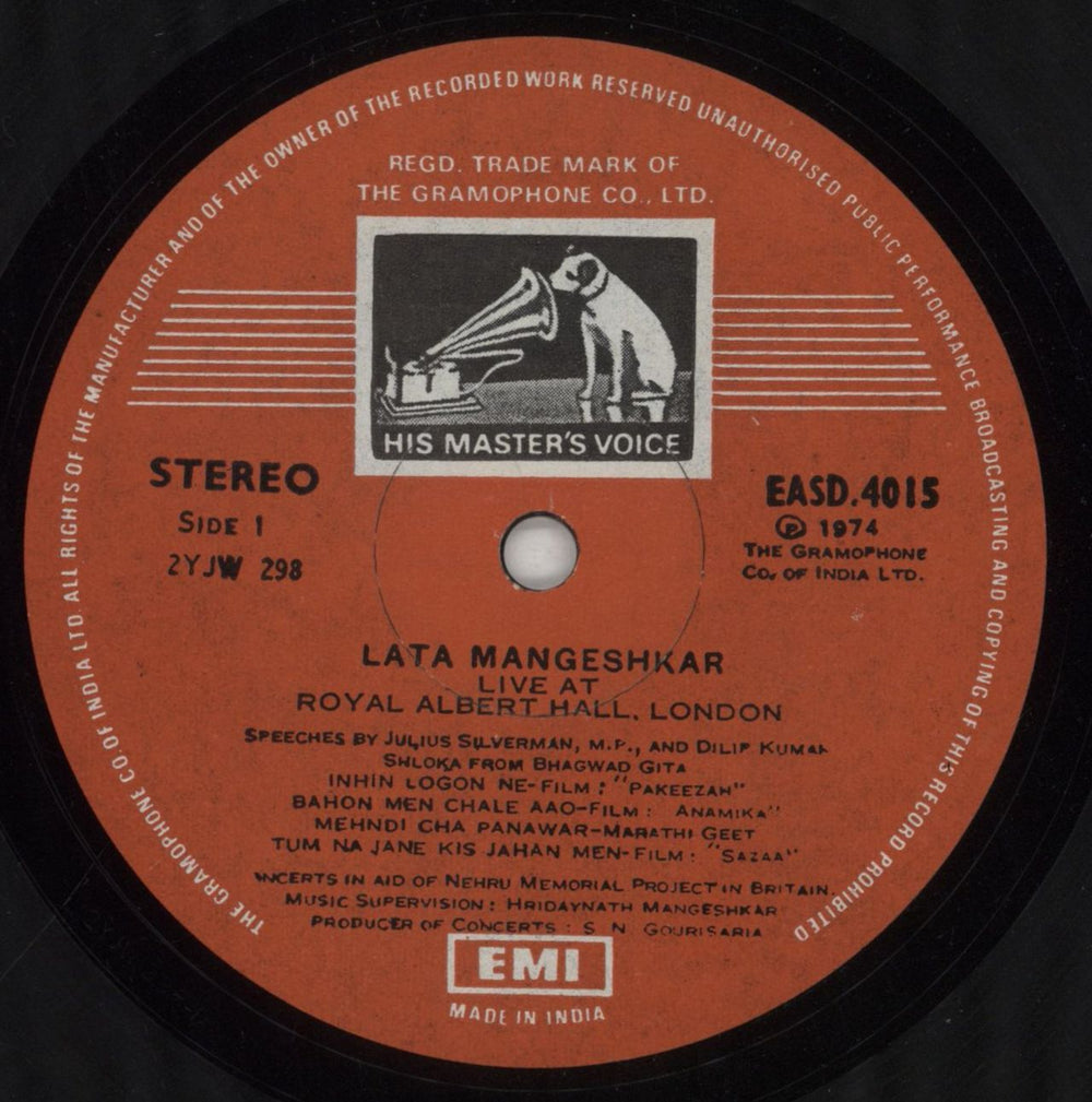 Lata Mangeshkar Live At Royal Albert Hall, London (March 1974) Indian 2-LP vinyl record set (Double LP Album) N6W2LLI849935