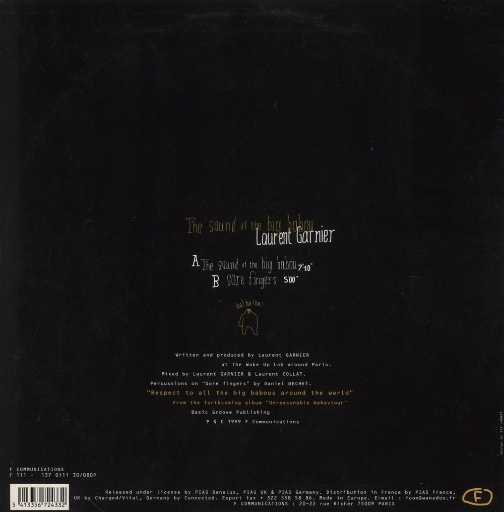 Laurent Garnier The Sound Of The Big Babou French 12" vinyl single (12 inch record / Maxi-single) 5413356724332