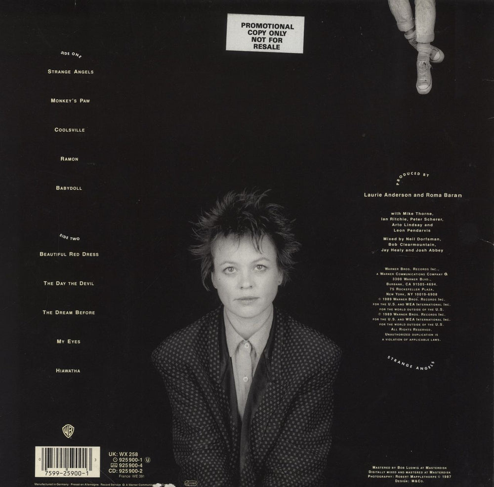 Laurie Anderson Strange Angels - Promo Stickered UK Promo vinyl LP album (LP record) 075992590013