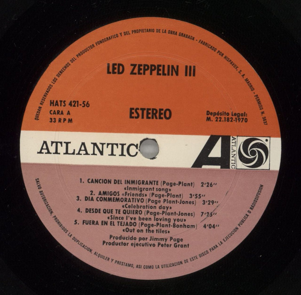 Led Zeppelin Led Zeppelin III Spanish vinyl LP album (LP record) ZEPLPLE864512