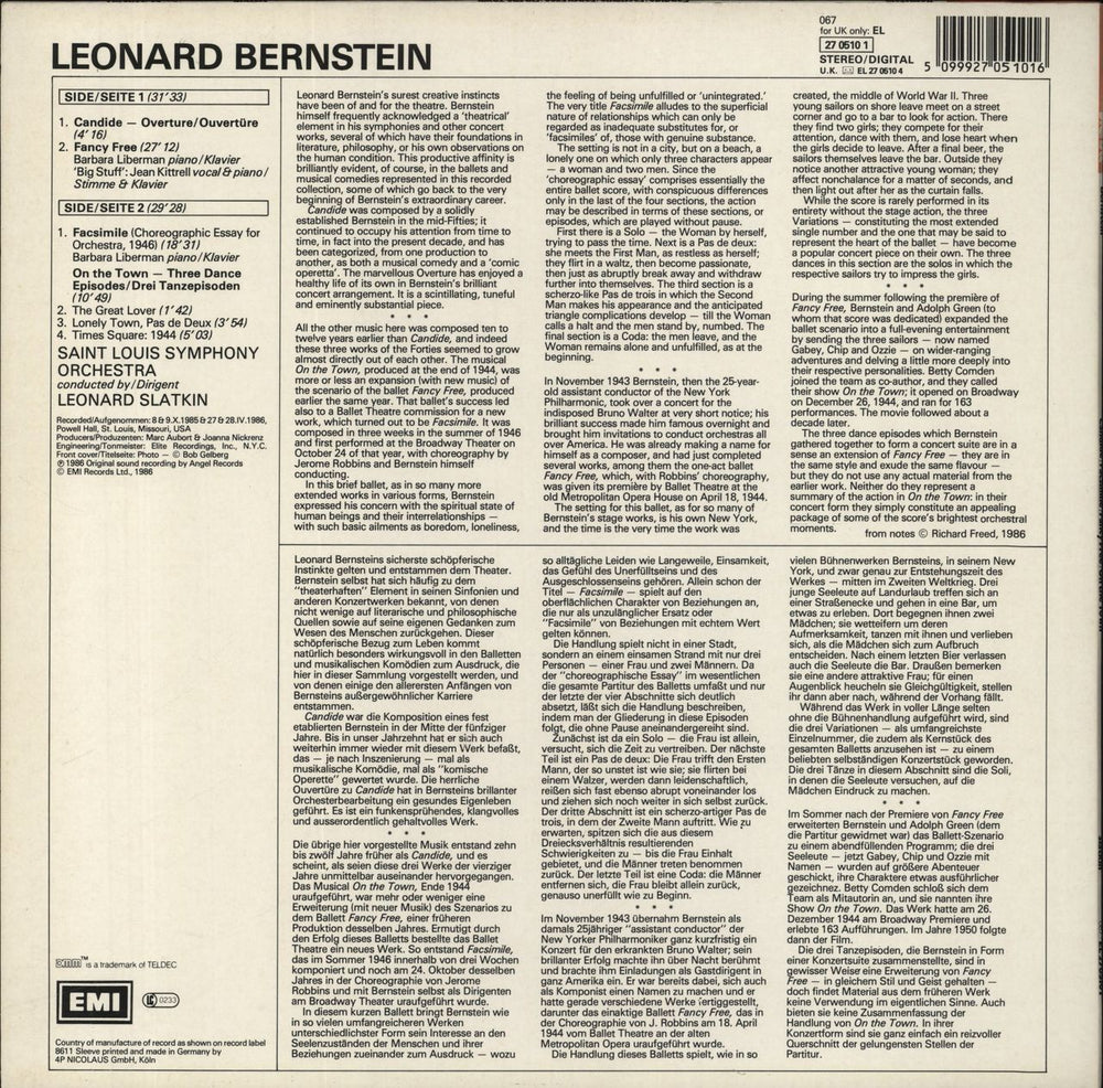 Leonard Bernstein Bernstein Candide / Facsimile / Fancy Free / On The Town German vinyl LP album (LP record) 5099927051016