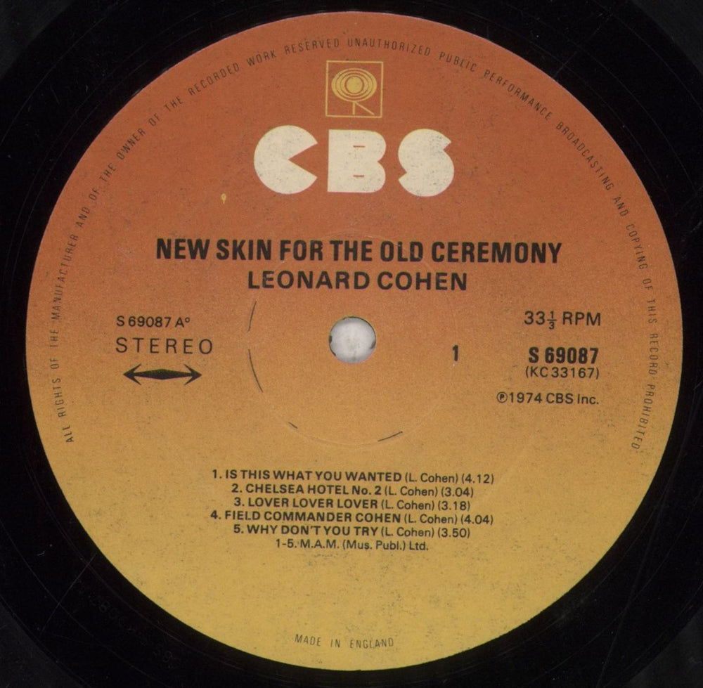 Leonard Cohen New Skin For The Old Ceremony - 2nd UK vinyl LP album (LP record) COHLPNE209133