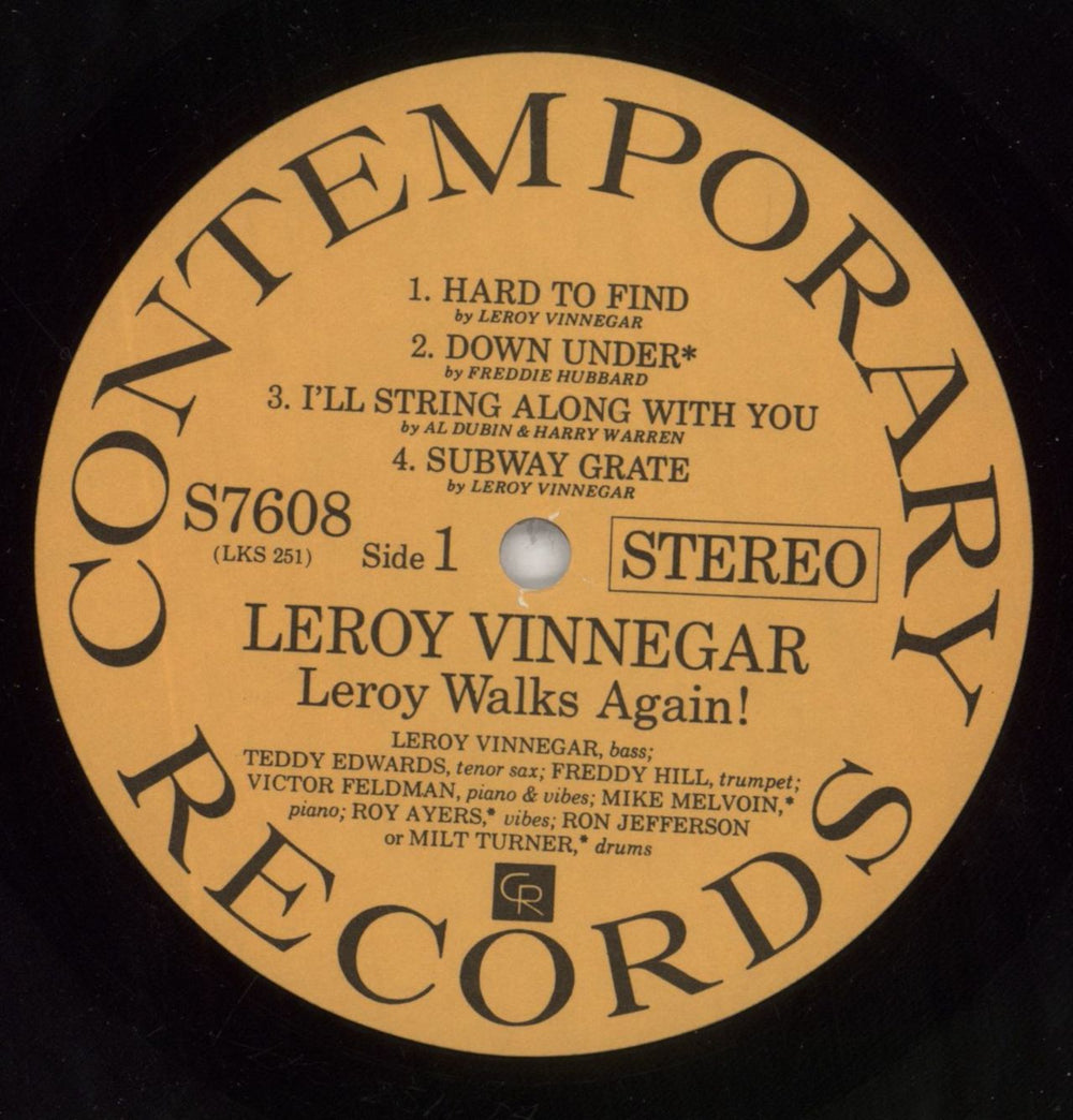 Leroy Vinnegar Leroy Walks Again! US vinyl LP album (LP record) LJ5LPLE565662