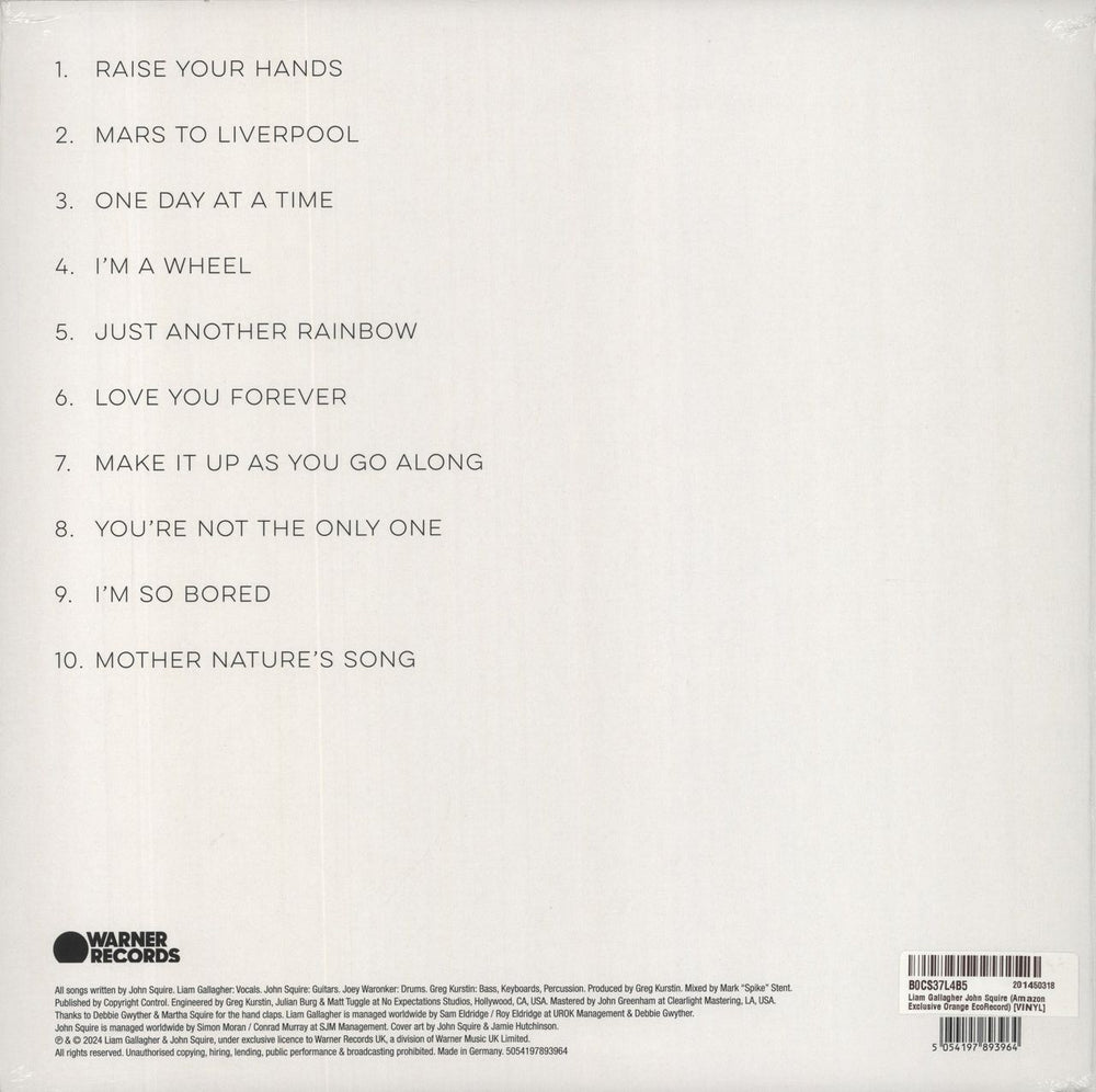 Liam Gallagher & John Squire Liam Gallagher John Squire: Amazon exclusive - Orange Vinyl + Poster - Sealed UK vinyl LP album (LP record) 5054197893964
