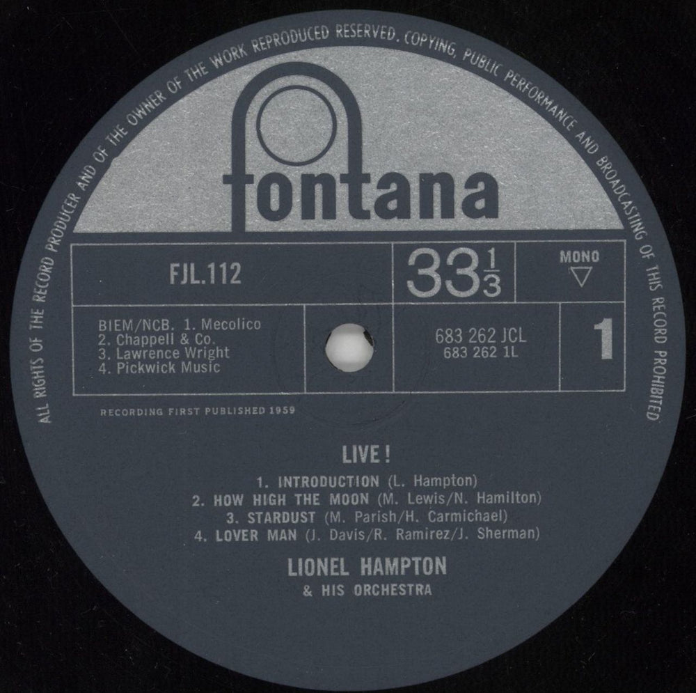 Lionel Hampton Live! UK vinyl LP album (LP record) LI0LPLI614603