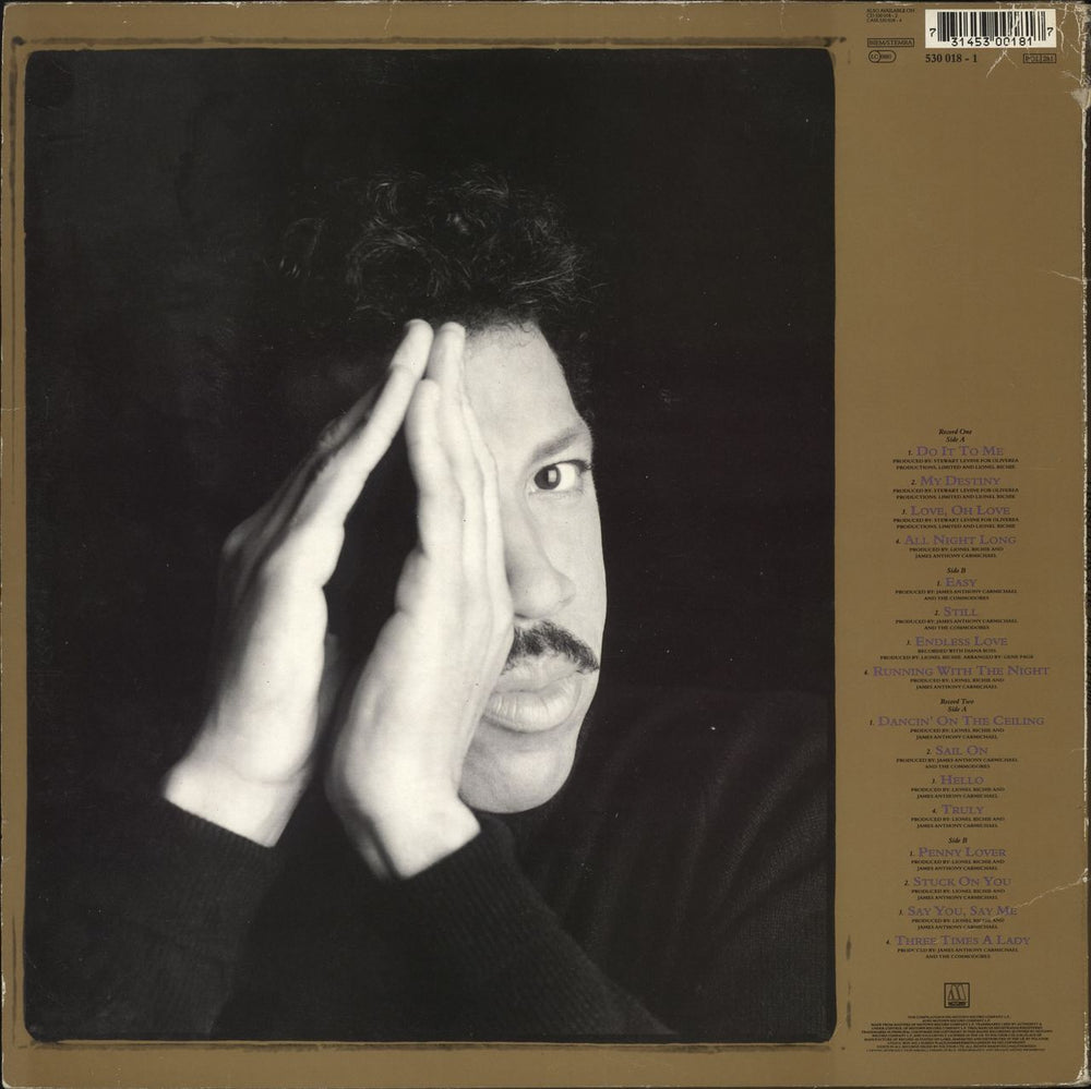 Lionel Richie Back To Front - VG/EX UK 2-LP vinyl record set (Double LP Album) 731453001817