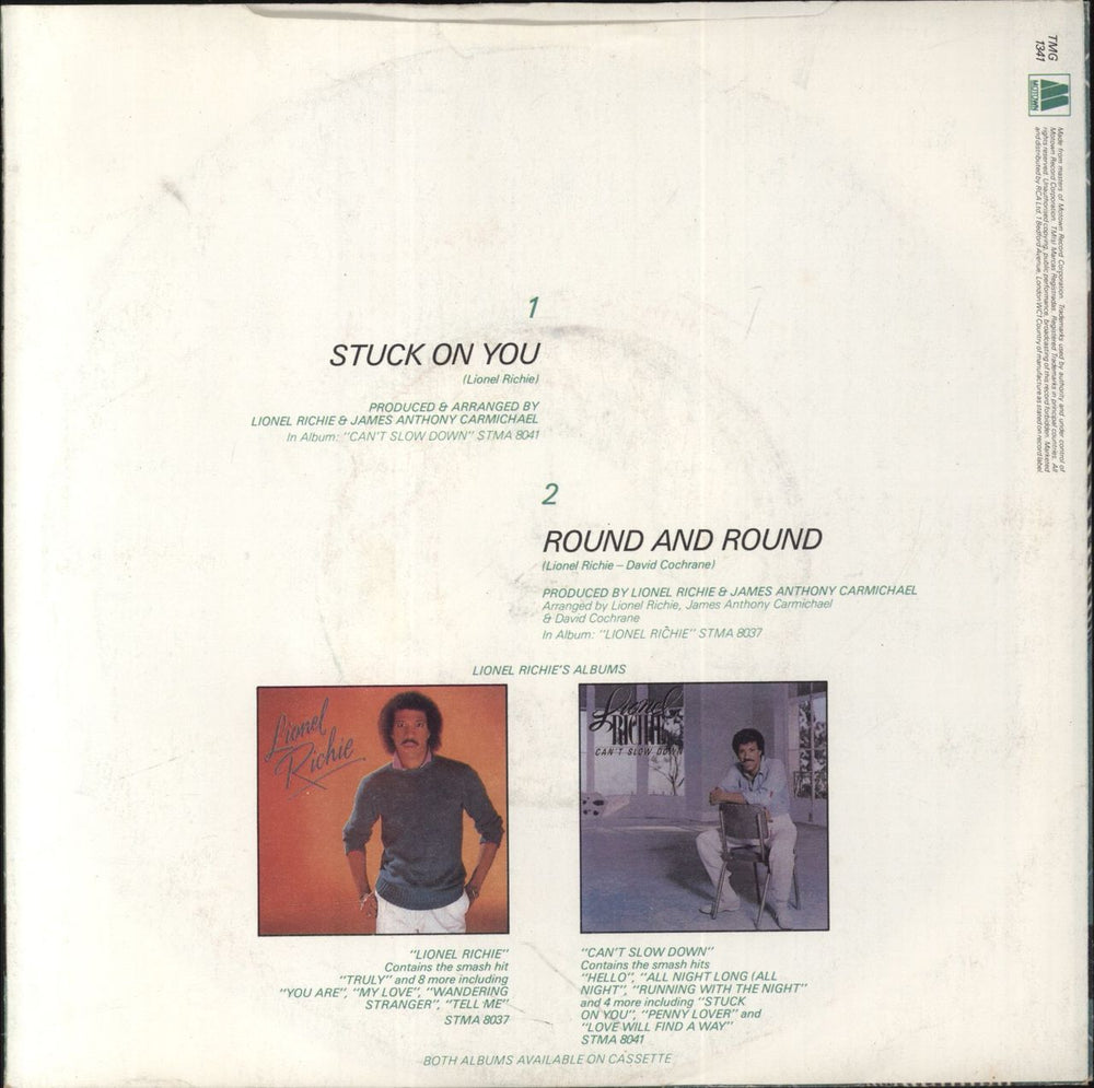 Lionel Richie Stuck On You UK 7" vinyl single (7 inch record / 45)