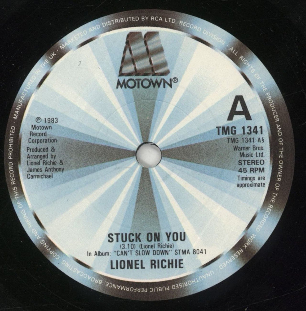Lionel Richie Stuck On You UK 7" vinyl single (7 inch record / 45) LNR07ST409175