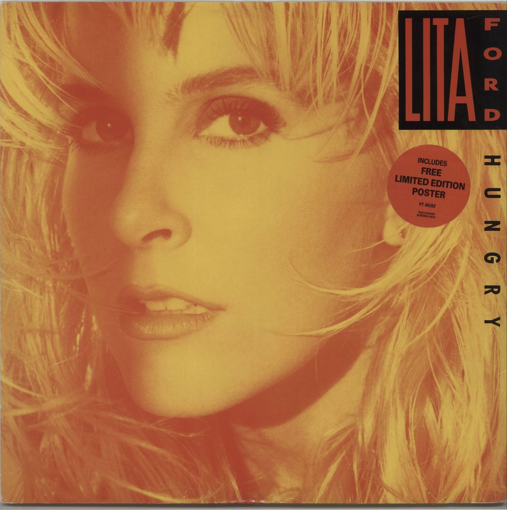 Lita Ford Hungry + Poster UK 12" vinyl single (12 inch record / Maxi-single) PT49262