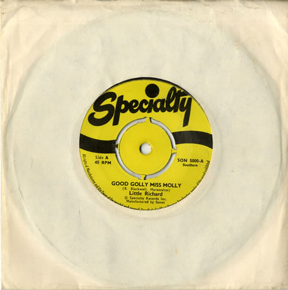 Little Richard Good Golly Miss Molly UK 7" vinyl single (7 inch record / 45) SON5000