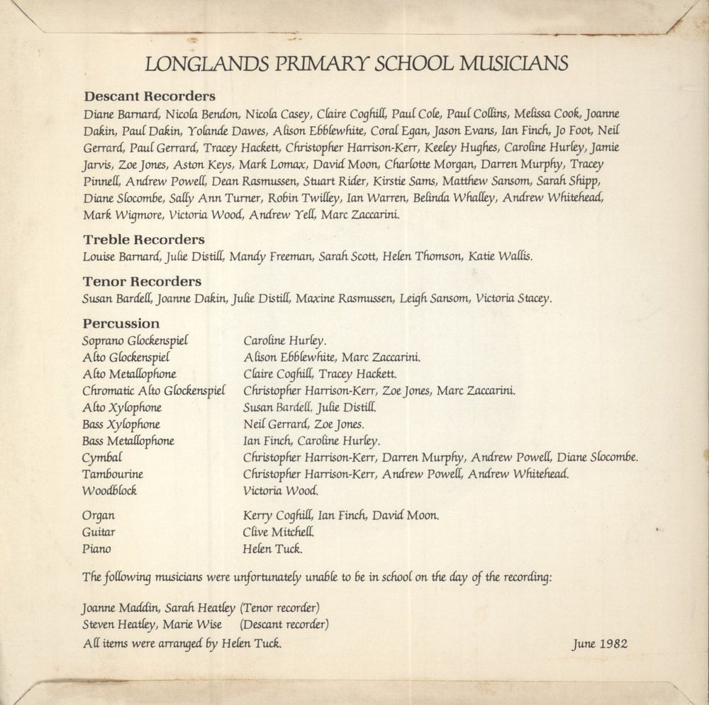 Longlands Primary School Music Longlands Primary School Music UK 7" vinyl single (7 inch record / 45)